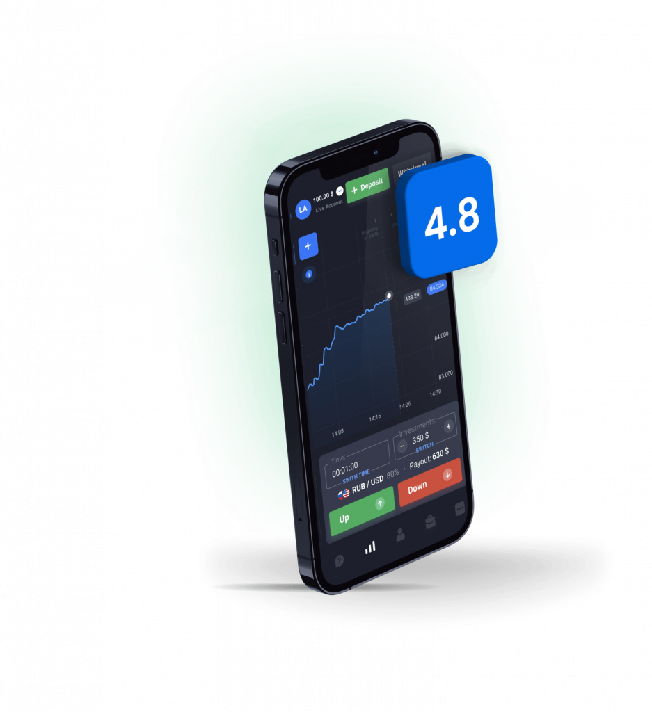 Quotex trading app on a smartphone